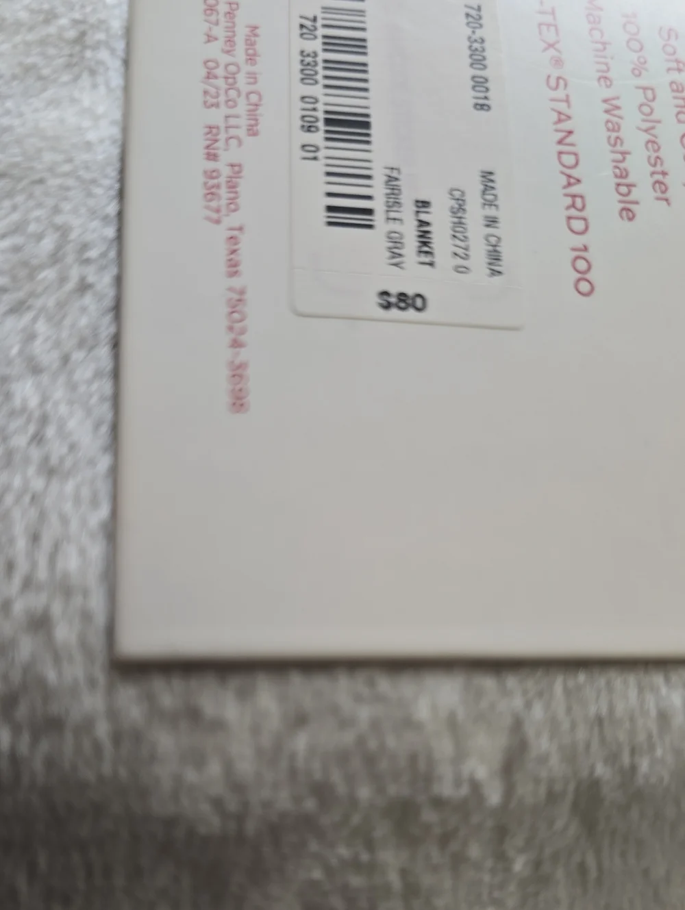 NORTH POLE XL VELVET PLUSH GRAY AND WHITE BLANKET